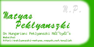 matyas peklyanszki business card